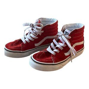 Vans Sk8-Hi Red Suede High Top Sneakers Kids Size 13.5